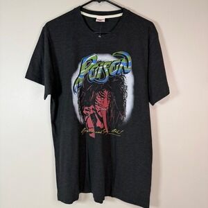 Homage Men's Gray LG Poison Band T Shirt Graphic Tee Streetwear Festival Rock